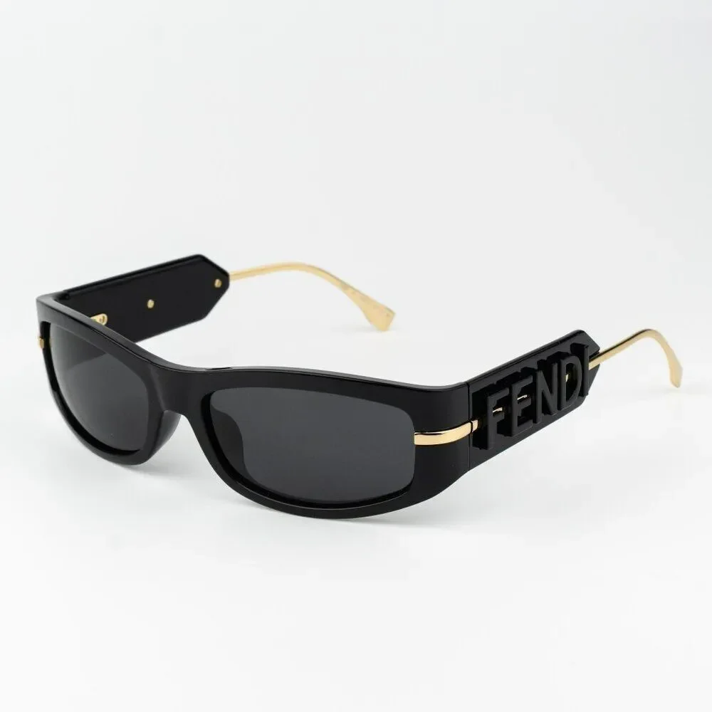 Fendi SHADOW Women Sunglasses Oval Black Smoke Grey FE40120I 01A BRAND NEW